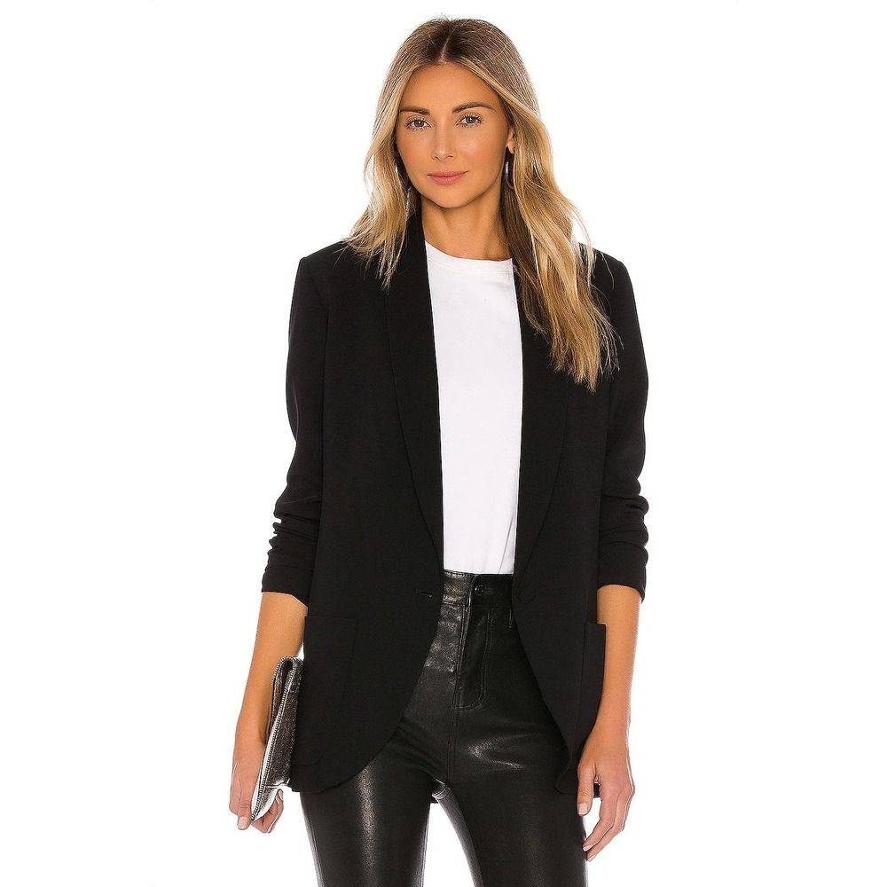 Amanda Uprichard Shawl Collar Blazer Women's XL Black Tailored Office Minimal
